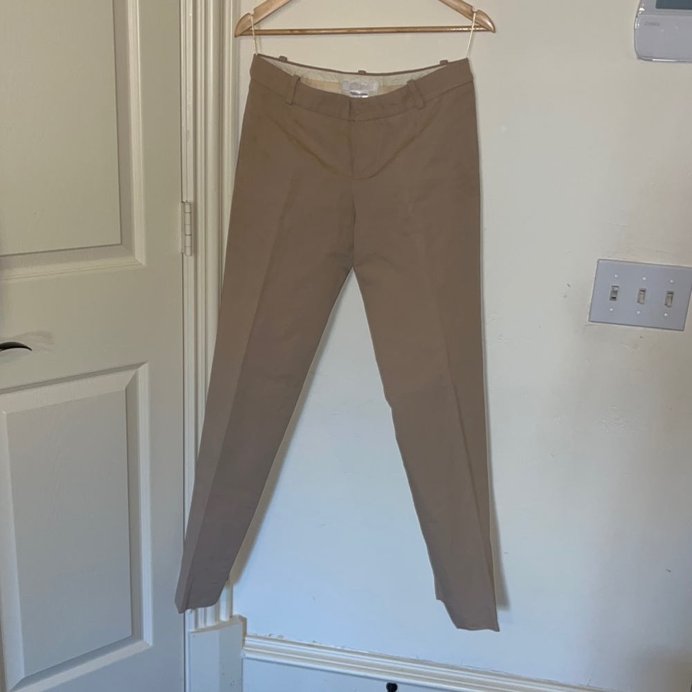 Chloe Pants T 38 Melitta Mid Rise Beige Woven Linen Blend Straight Leg Trousers